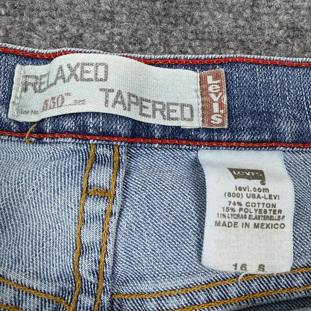 Vintage Levis Relaxed Tapered Jeans Womens 16 Short Light Wash Stretch Denim - Picture 5 of 13
